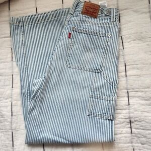 Levi's Womens Blue Striped Cargo Pants